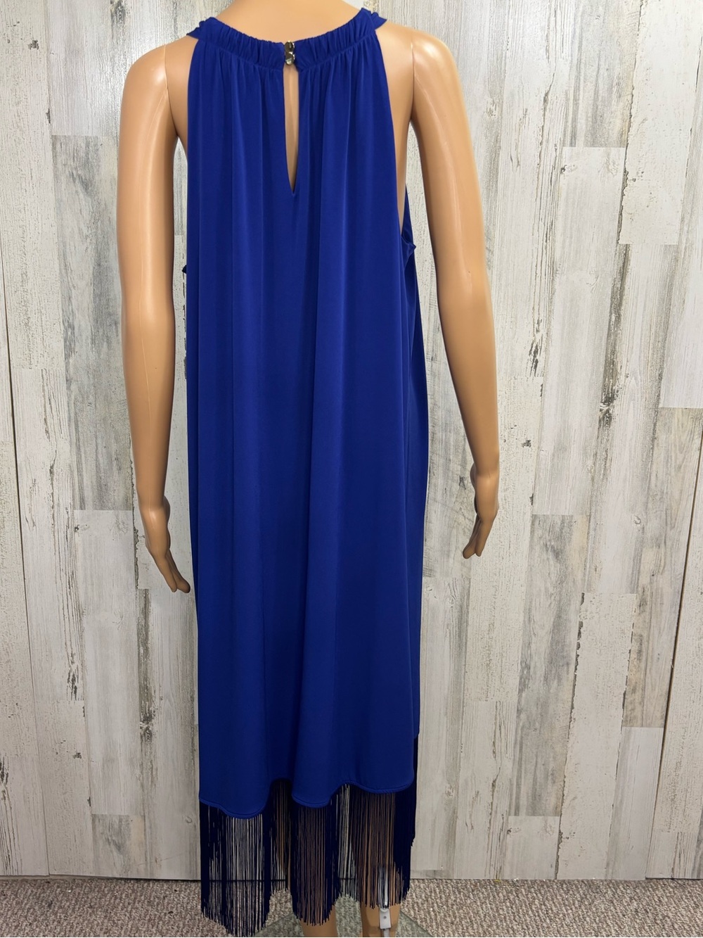 Chico’s Royal Blue Travelers Fringed Hem Halter Dress - Picture 7 of 12